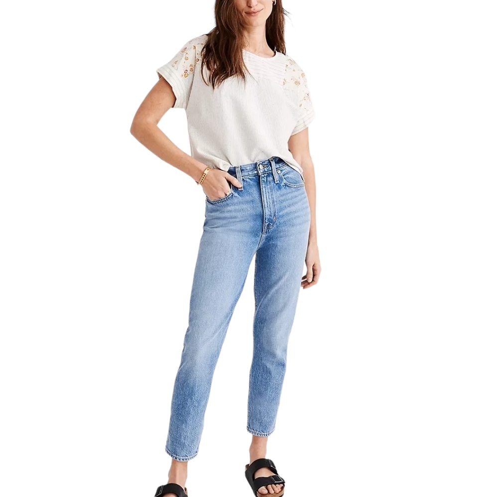 NWT Madewell Women's Size 34 The Mom High Waist Cotton Denim Lightwash Jeans